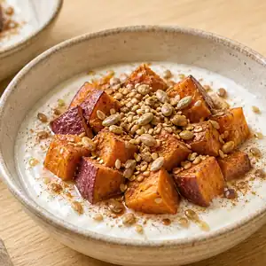 Patata dolce al forno con yogurt e cannella